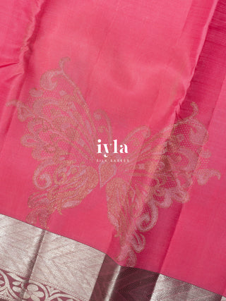 The Whimsical Wings Kanjeevaram in Watermelon Pink