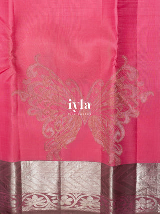 The Whimsical Wings Kanjeevaram in Watermelon Pink