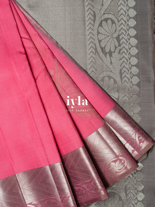 The Whimsical Wings Kanjeevaram in Watermelon Pink