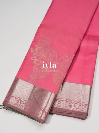 The Whimsical Wings Kanjeevaram in Watermelon Pink