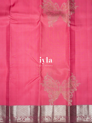 The Whimsical Wings Kanjeevaram in Watermelon Pink