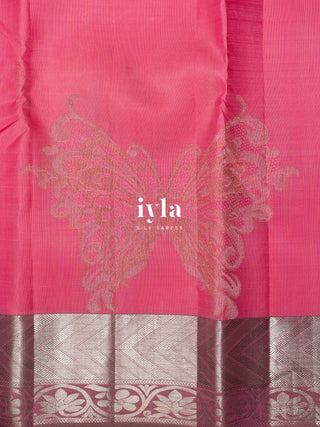 The Whimsical Wings Kanjeevaram in Watermelon Pink