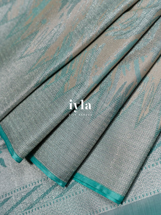 The Powder Blue Ocean Rose Mirage Silk Saree