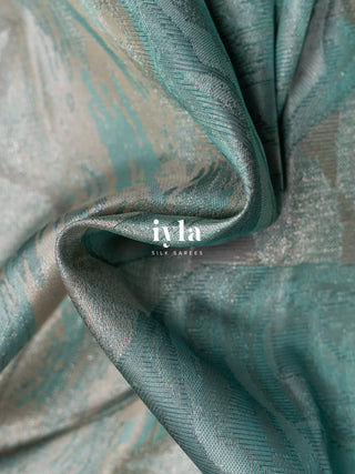 The Powder Blue Ocean Rose Mirage Silk Saree