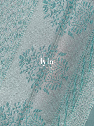 The Powder Blue Ocean Rose Mirage Silk Saree