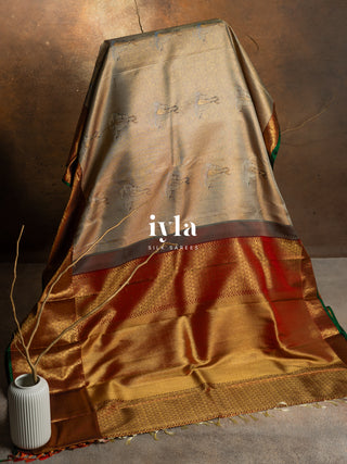 The Japanese Musician Silk Saree in Gold