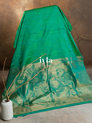 The Birds on The Branch Silhouette Silk Saree in Pure Gold Zari