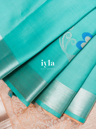 The Wings of Love Nightingale Kanjeevaram in Turquoise