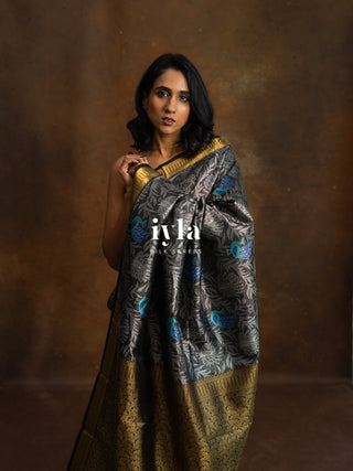 Pre-Order | The Peacock Aurora Kanjeevaram in Black